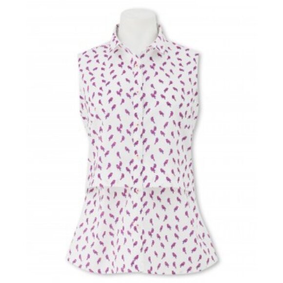 The Savile Row Company Bird Semi-Fitted Sleeveless Shirt Blouse ASO Louisa Clark - Picture 2 of 9